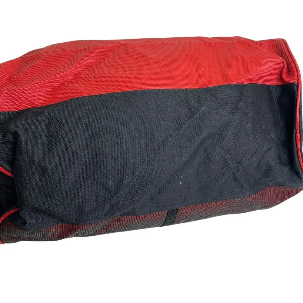 Nautica Competition Vintage 90s Round Zip Top Duffle Gym Bag Black Red